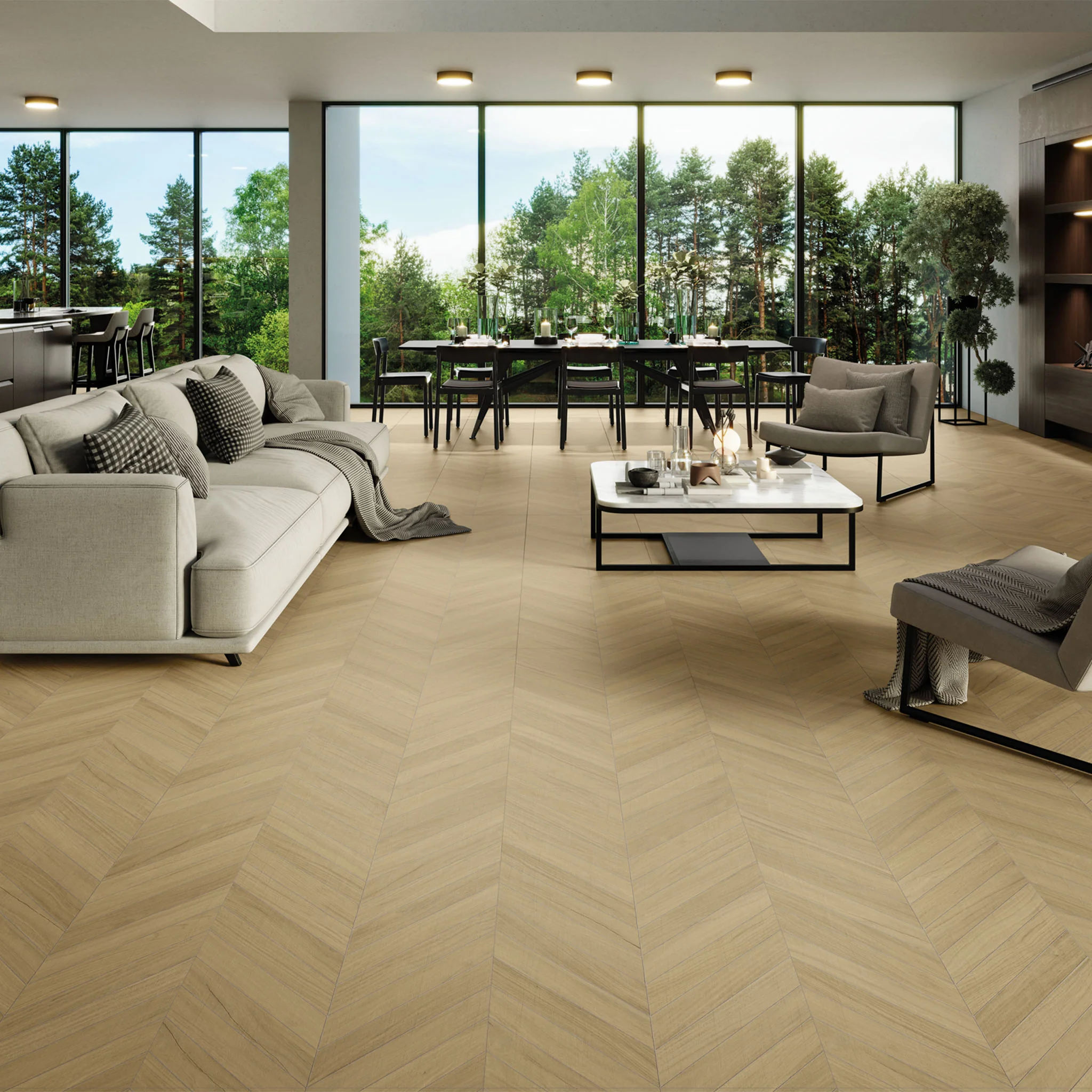 Chevron Oak Wood Effect Tile - Image 3