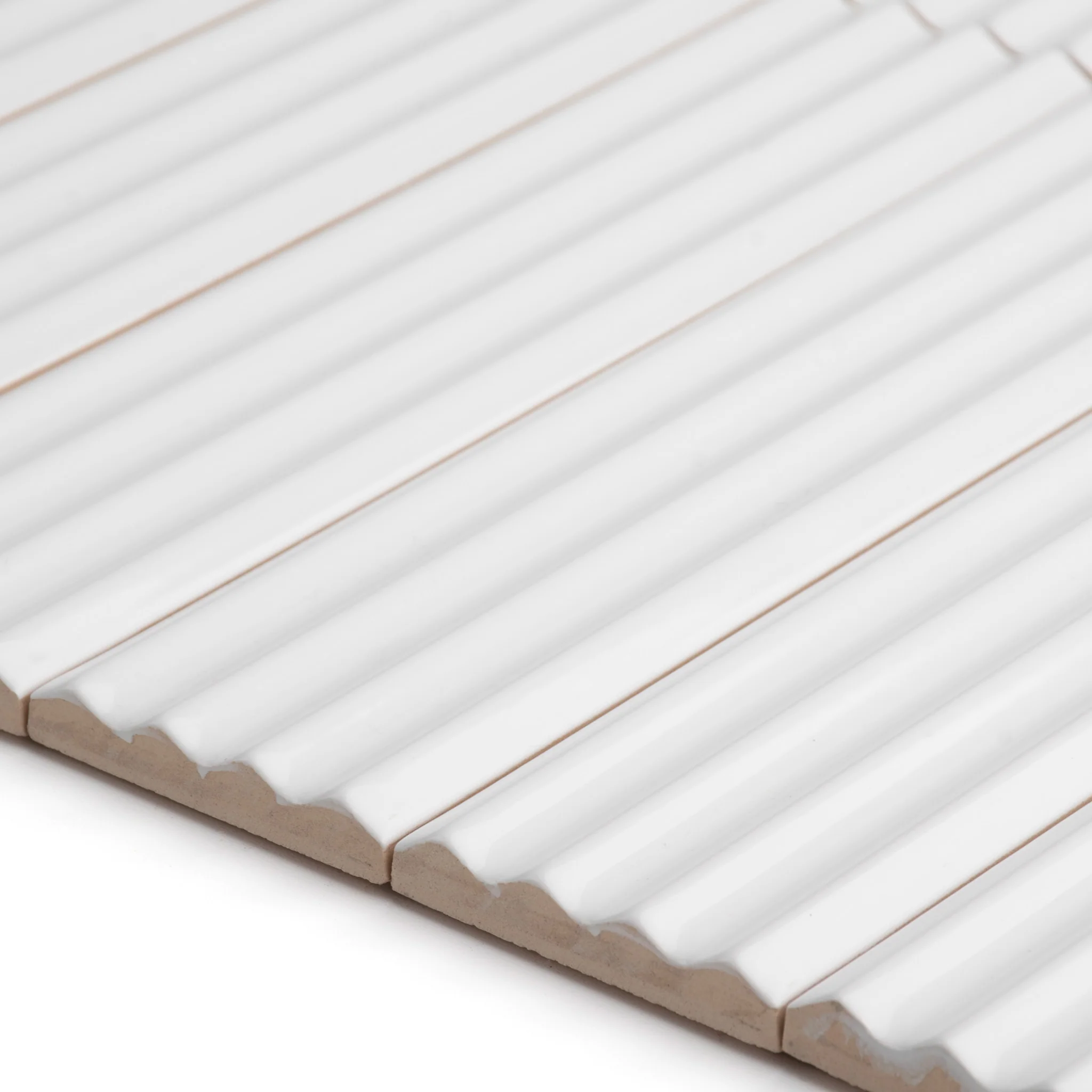 Fluted Snow Gloss Decor Wall Tile - Image 5