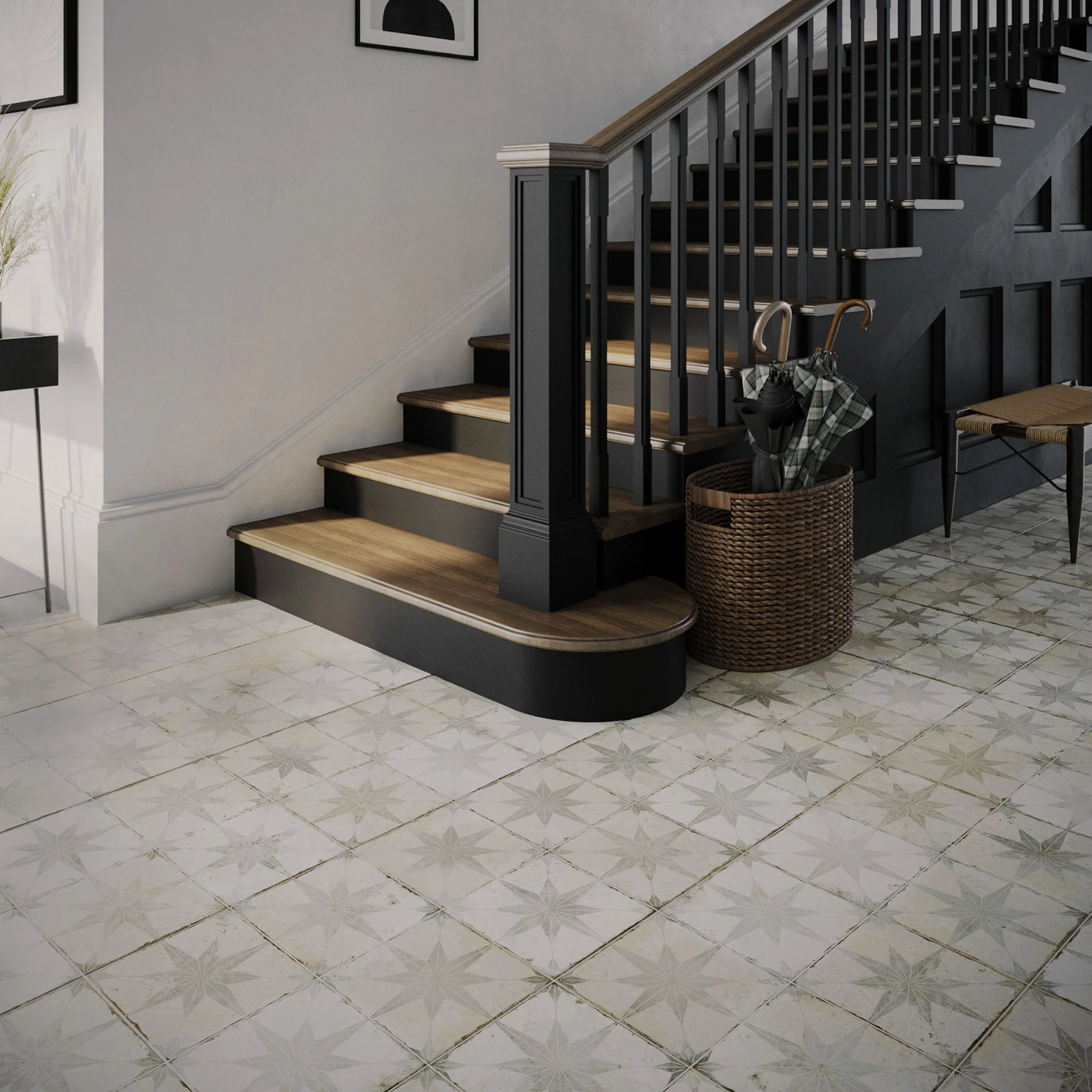 Heritage Star White Patterned Tile - Image 3