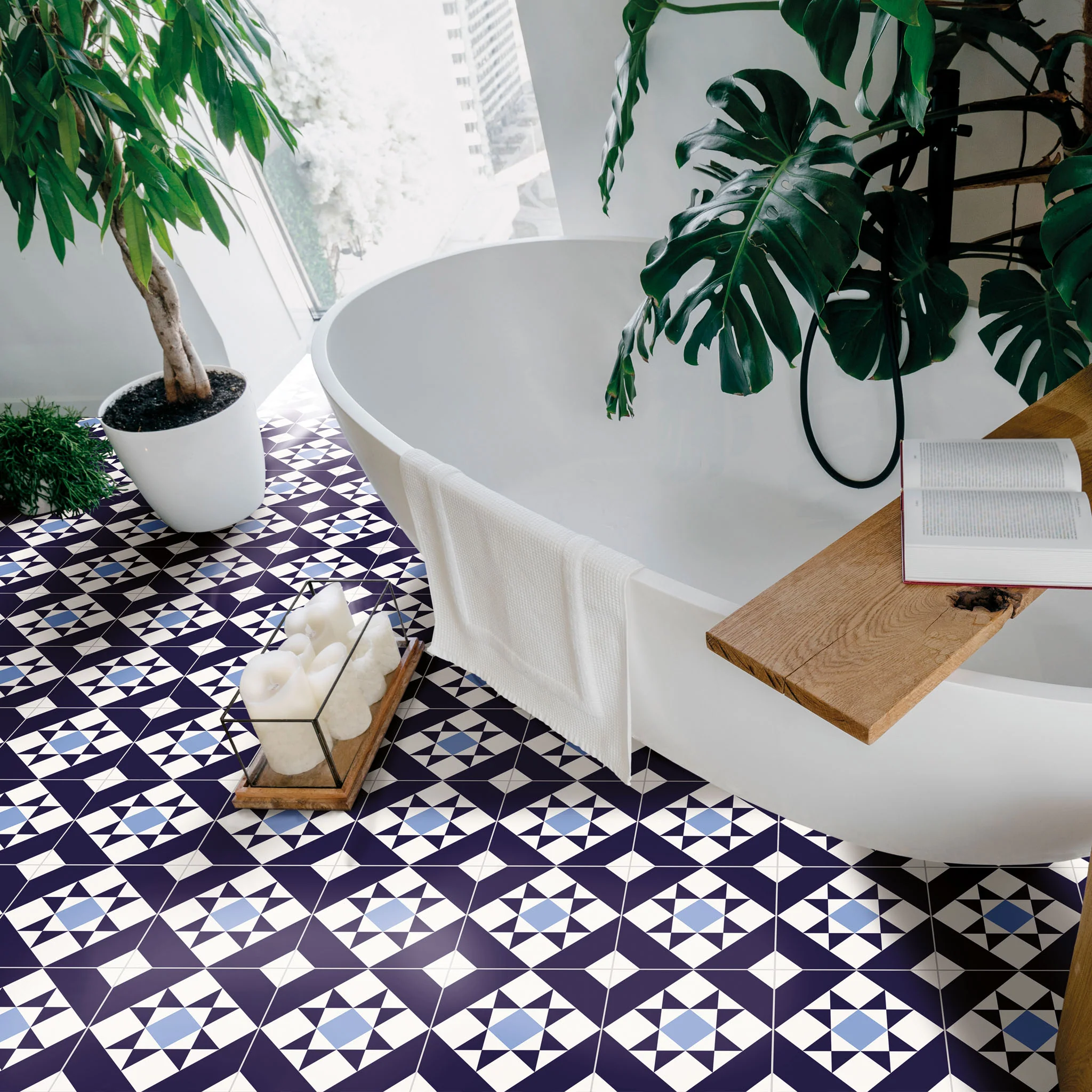 Melville Blue Patterned Tile - Image 4