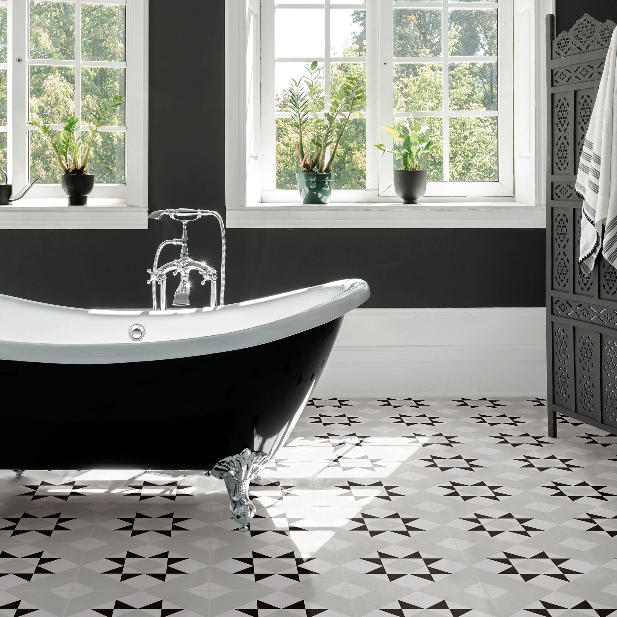 Melville Grey Patterned Tile - Image 4