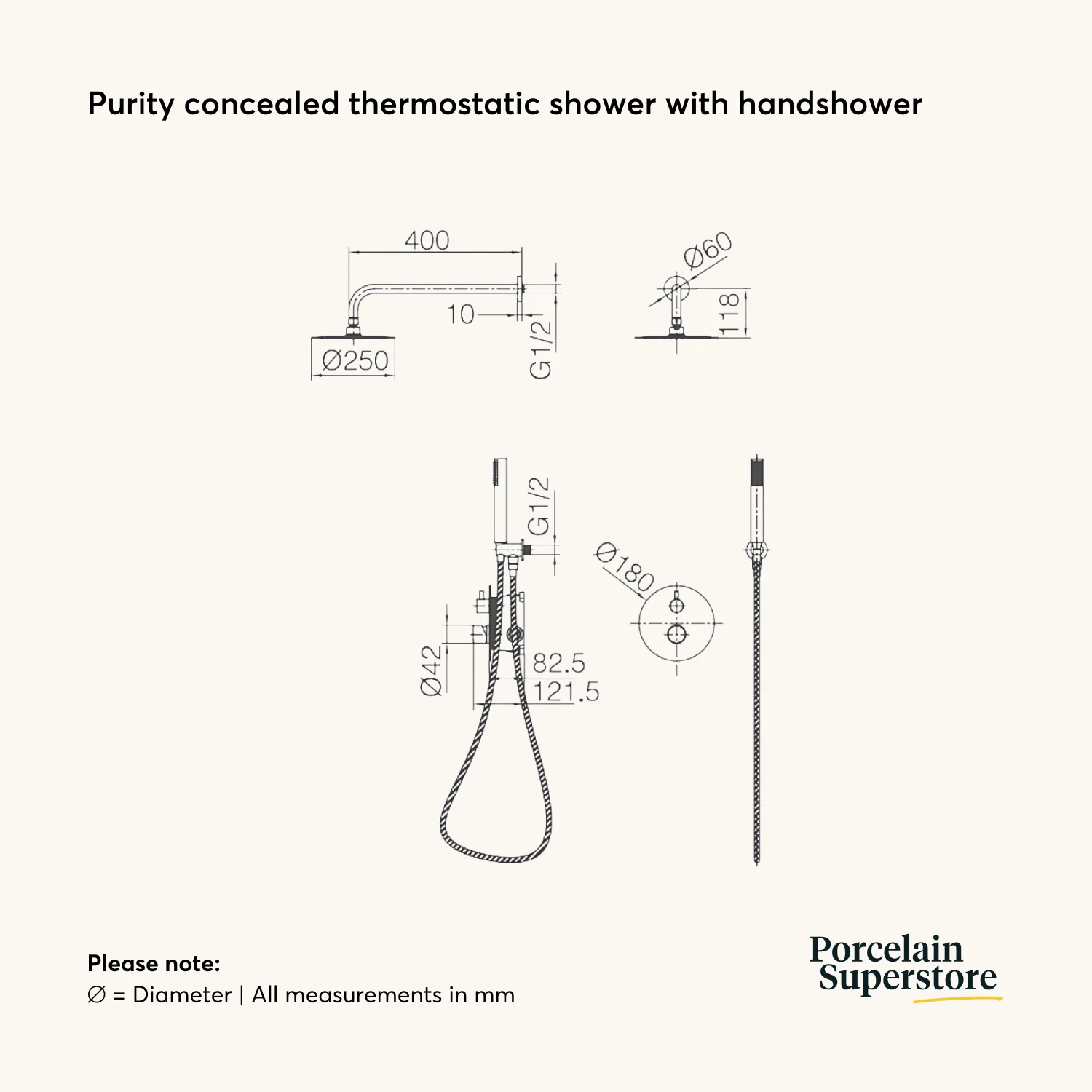 Purity Concealed Thermostatic Shower With Handshower - Image 7