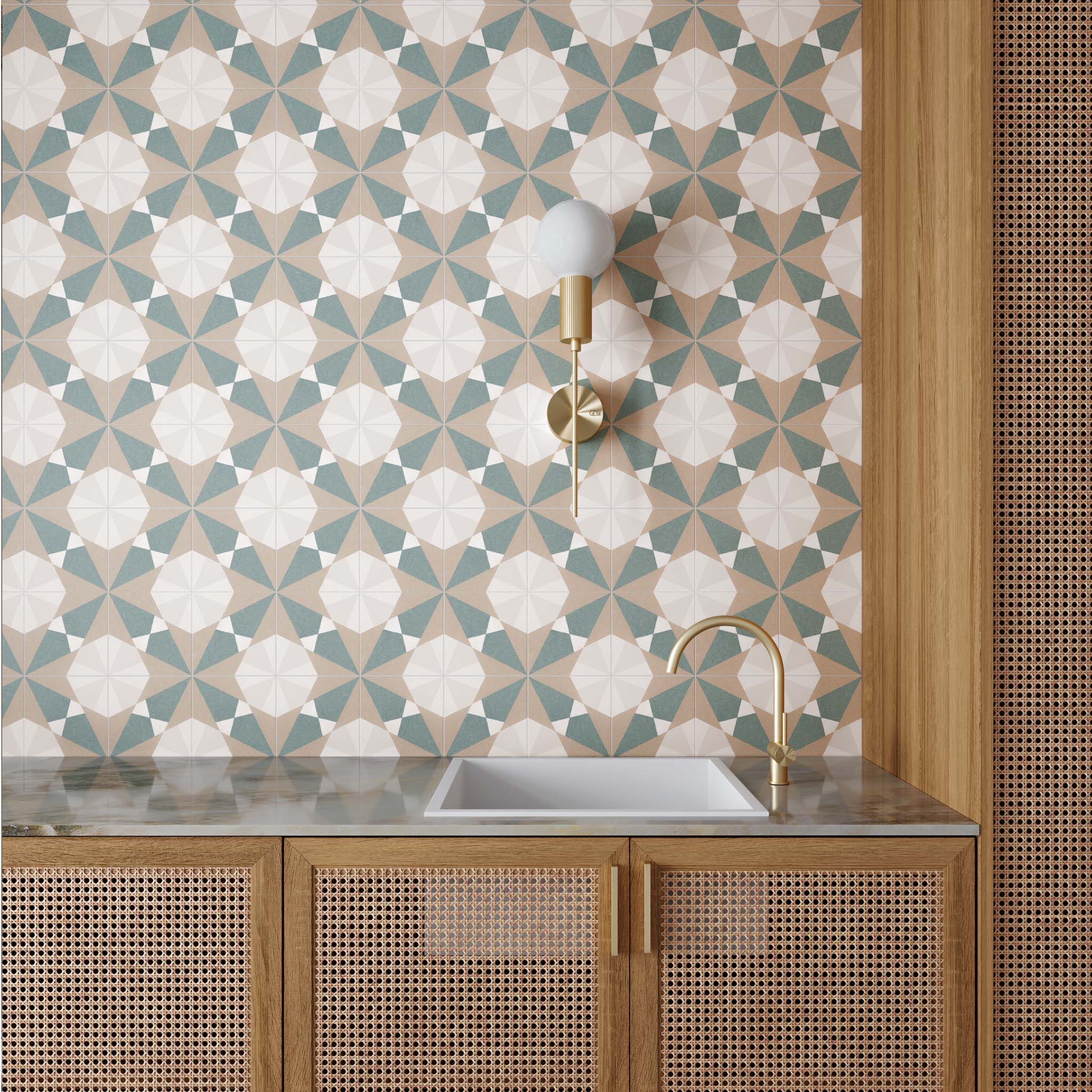 Rosetta Green Patterned Tile - Image 2