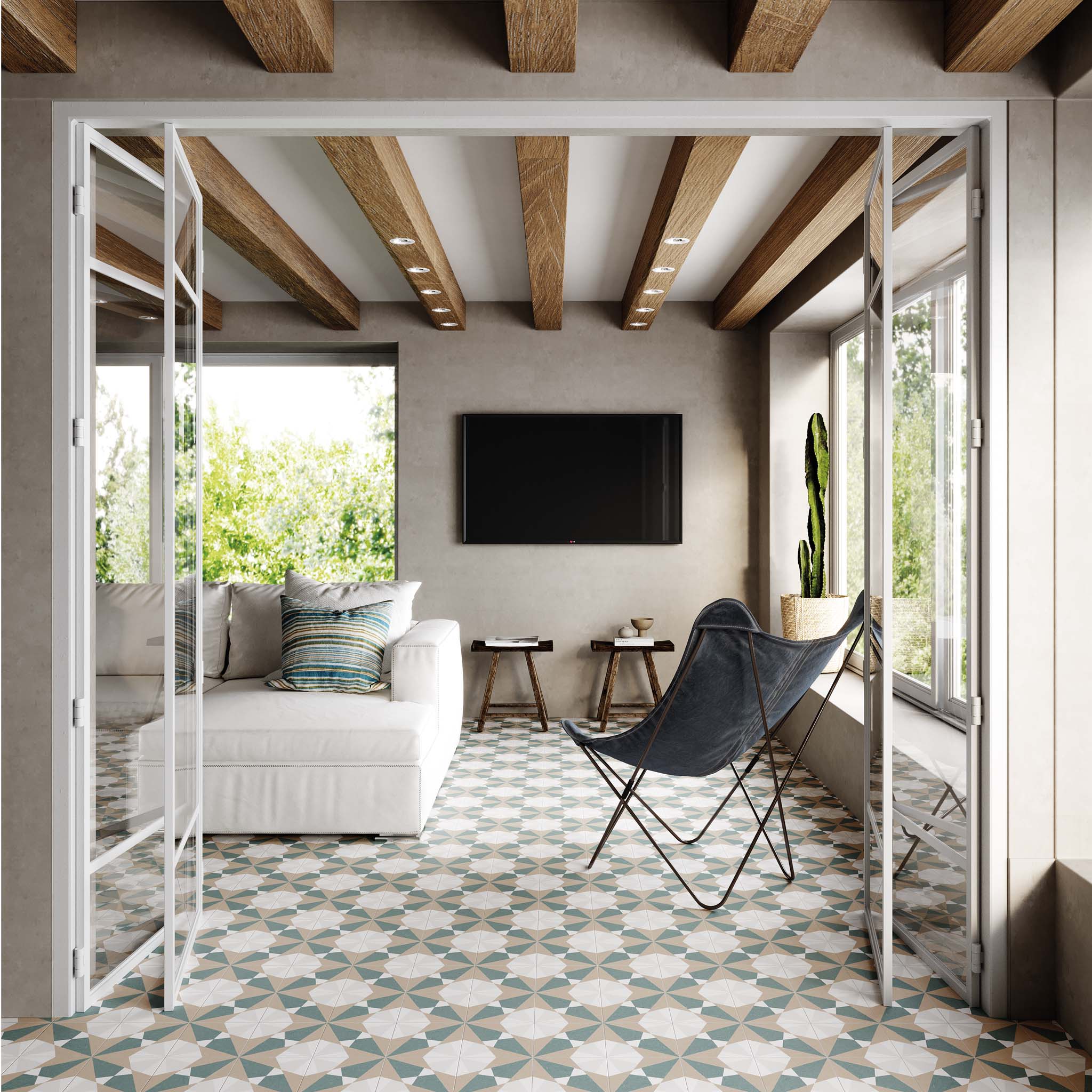 Rosetta Green Patterned Tile - Image 4