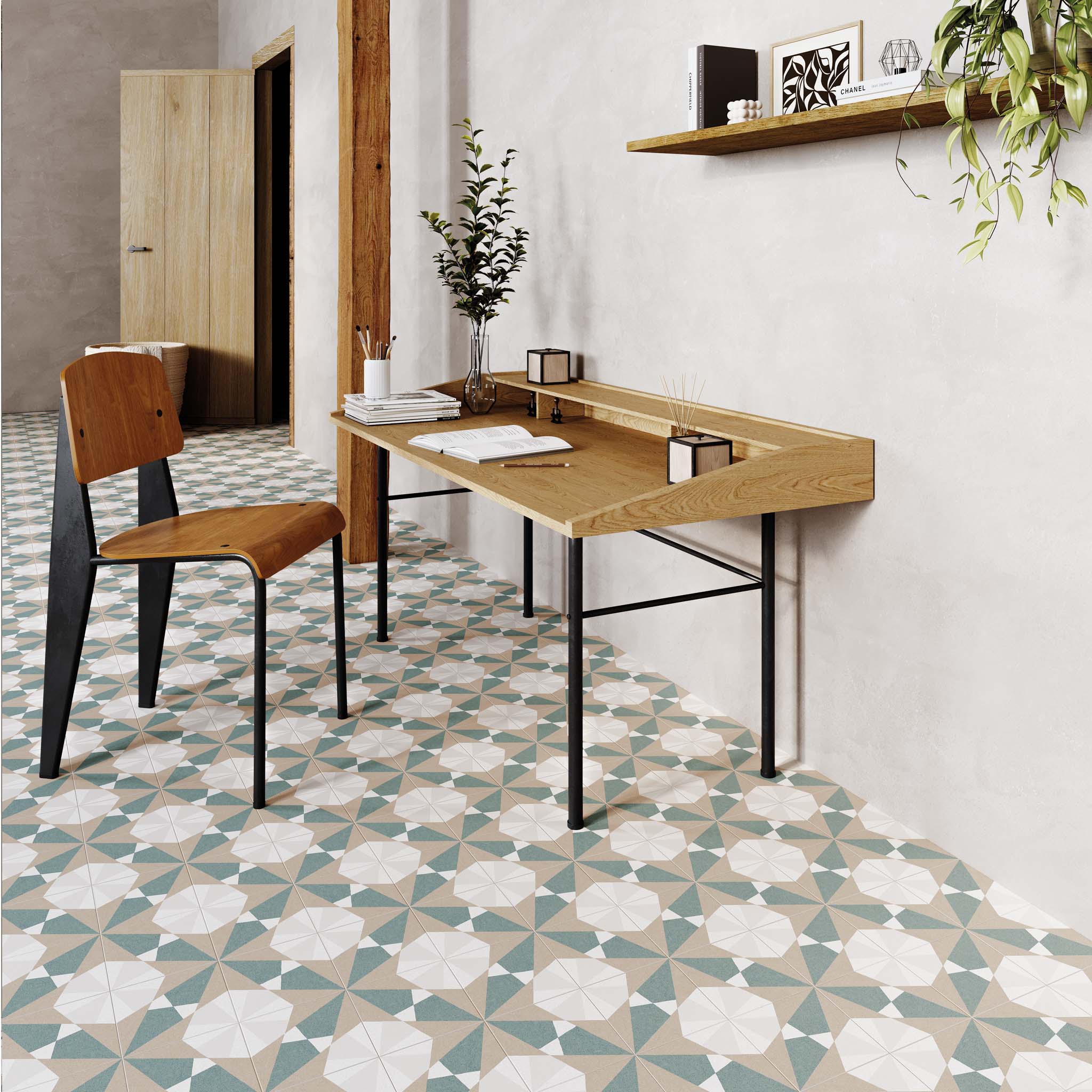 Rosetta Green Patterned Tile - Image 6
