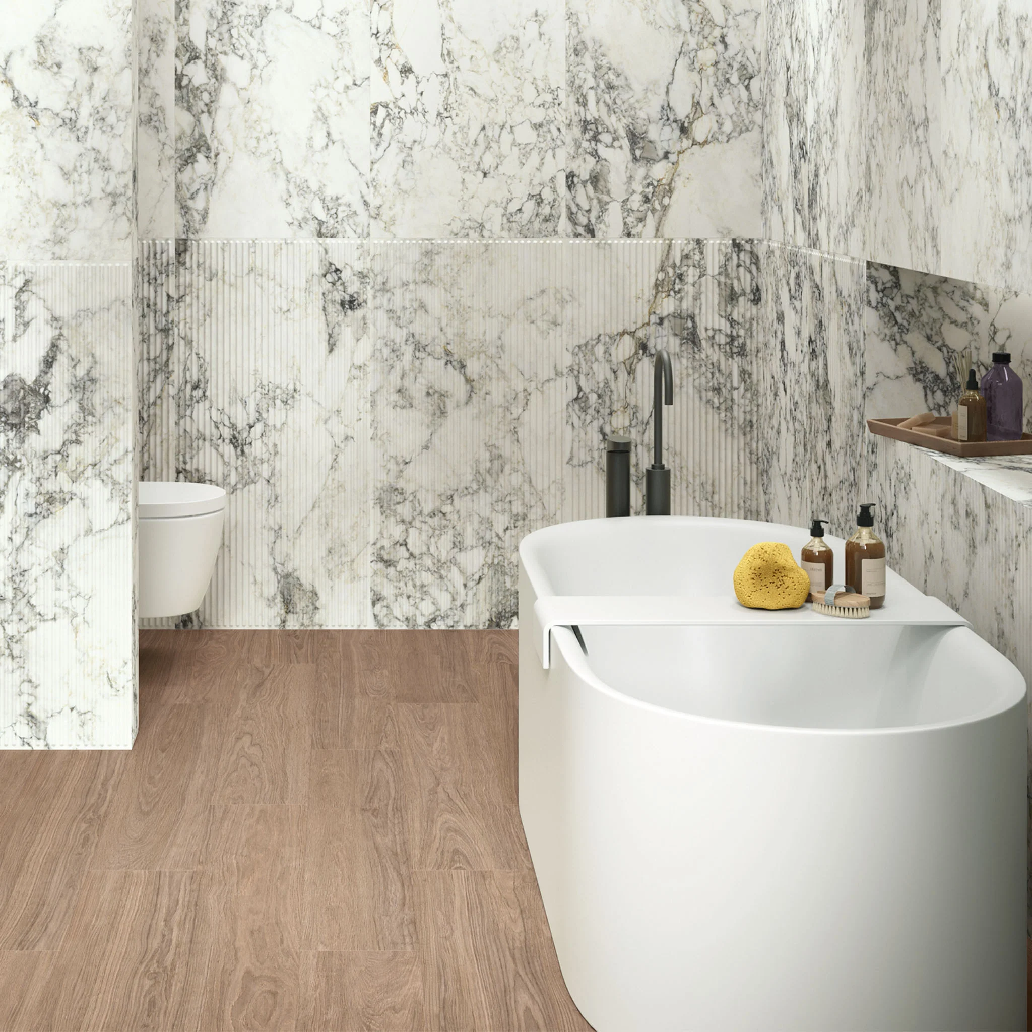 Sloane Marble Fluted Tile - Image 3