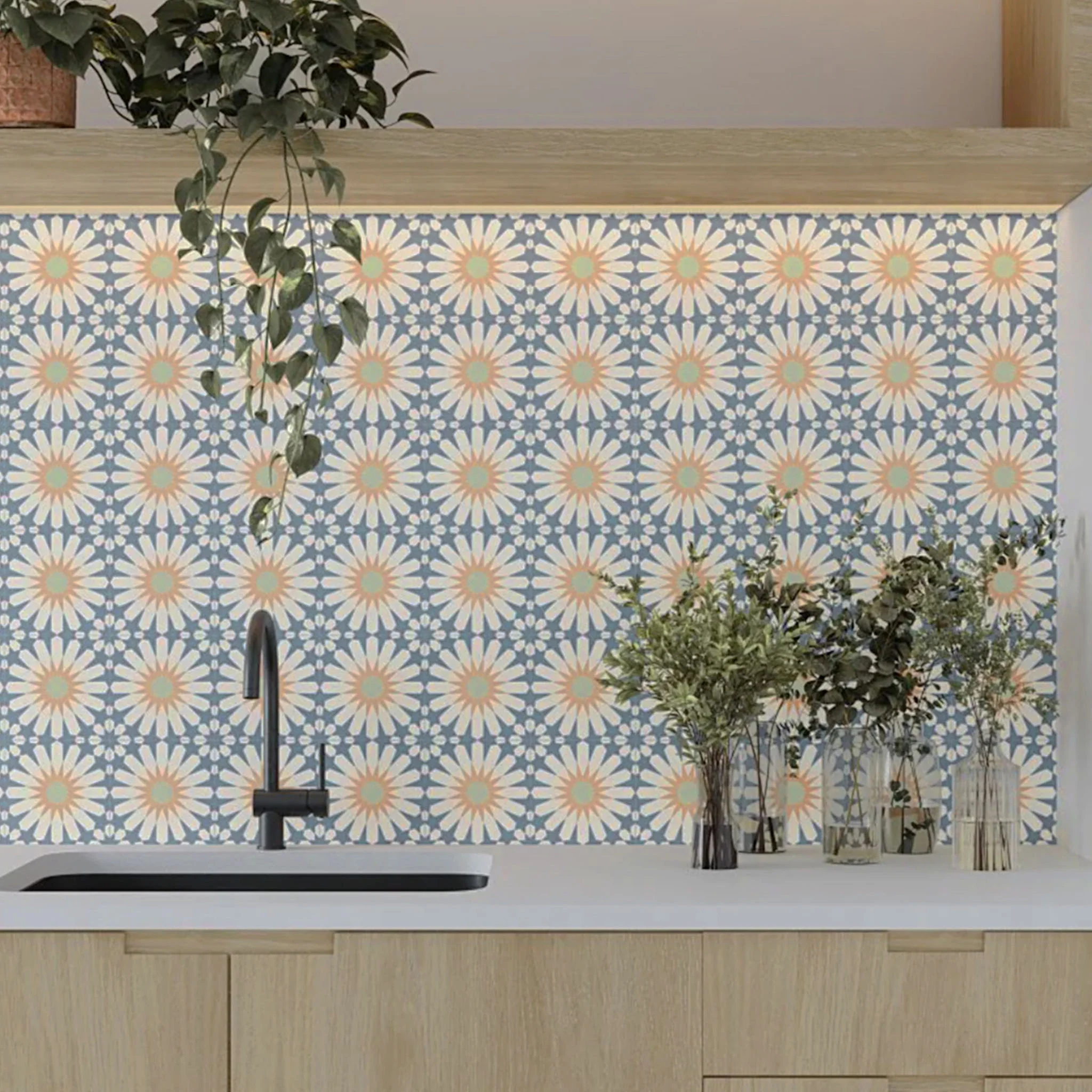 Tropez Blue Patterned Tile - Image 3