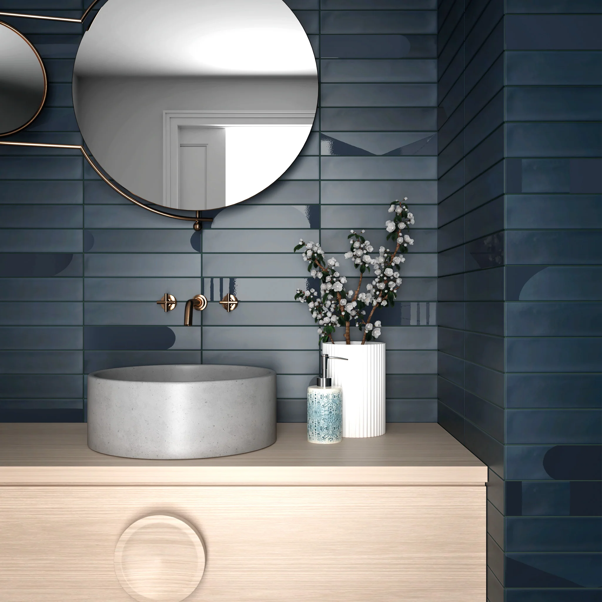 Trove Dark Blue Floor Tile - Image 7